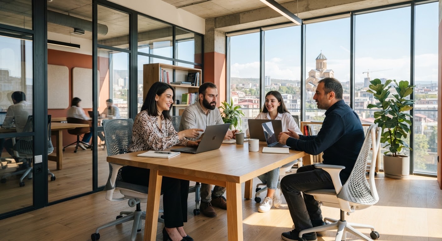 Illustrative photo of a work meeting